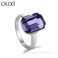 OUXI Factory Price Fashionable Amethyst Crystal 925 Sterling Silver Ring For Girl